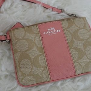 COPY - Coach Leather Small  Wristlet Pink, Tan,Co…